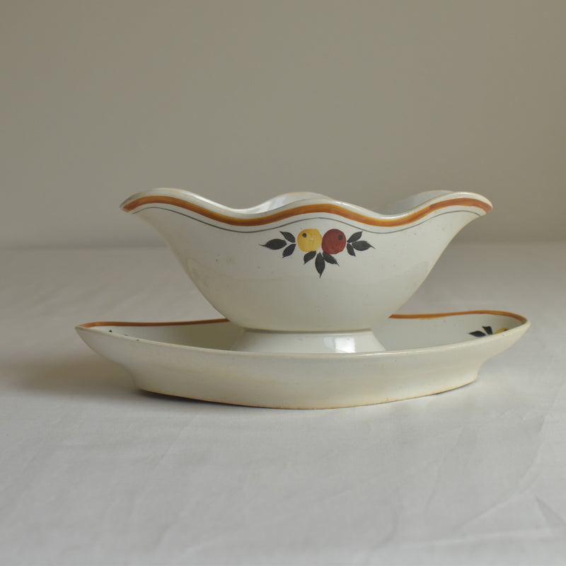 Vintage Sauce Boat Moulin des Loups Orange
