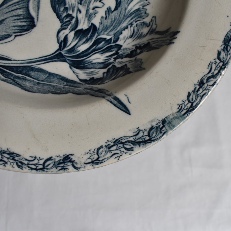 Antique Deep Plate, K&G Luneville, Tulipes C