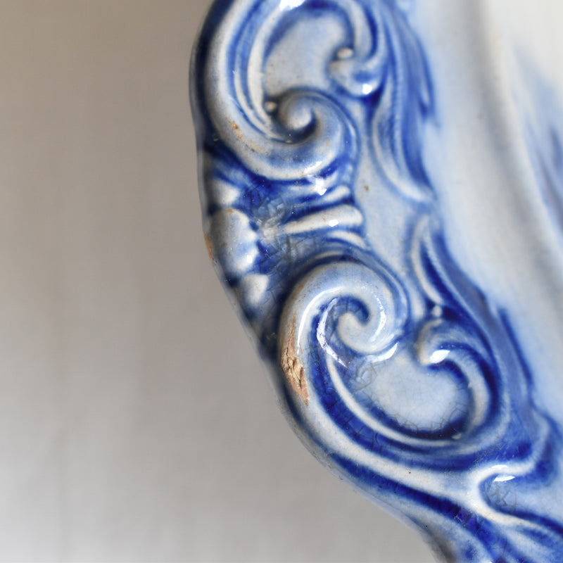Antique Deep Plate, U&C Sarreguemines Jardiniere Blue