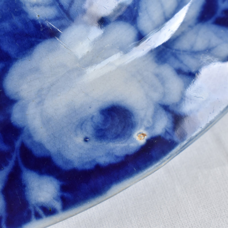 Antique Deep Plate, U&C Sarreguemines Jardiniere Blue
