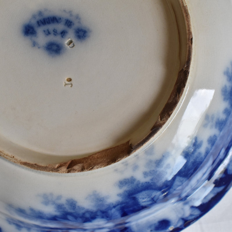 Antique Deep Plate, U&C Sarreguemines Jardiniere Blue