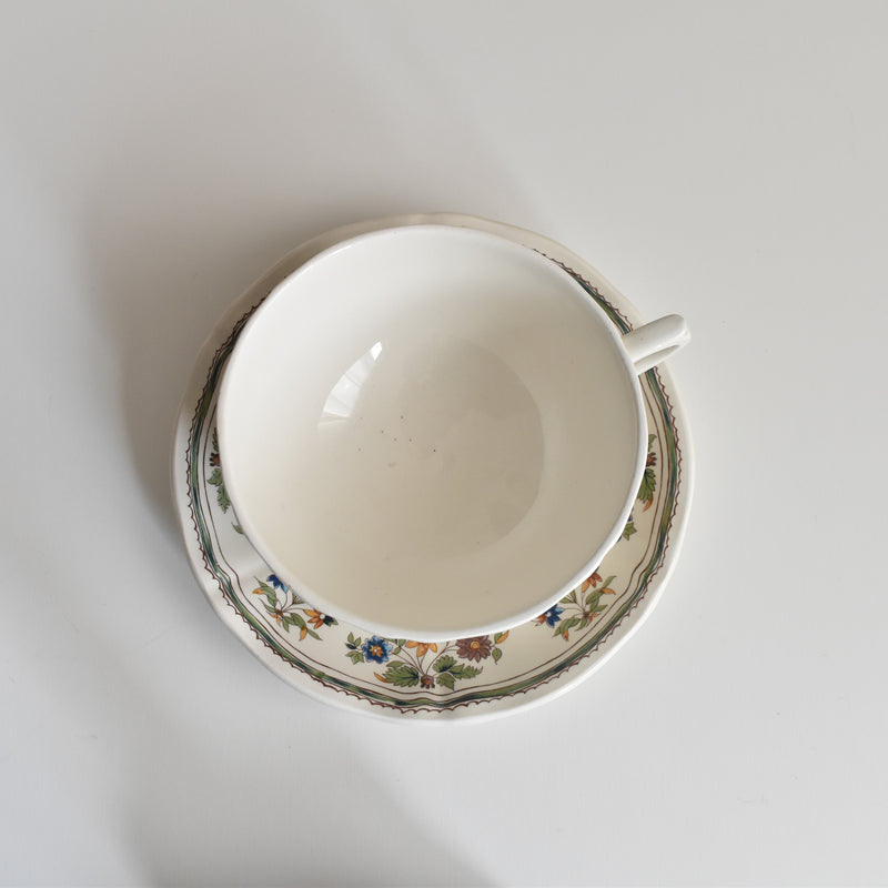 Vintage Chocolate Cup & Saucer, Gien, Moustier Olerys A