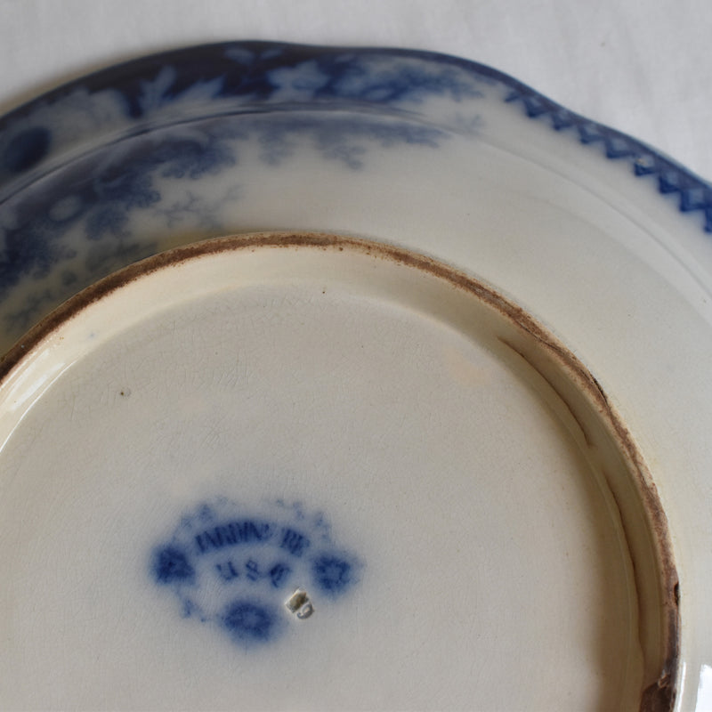 Antique Deep Plate, U&C Sarreguemines Jardiniere Blue