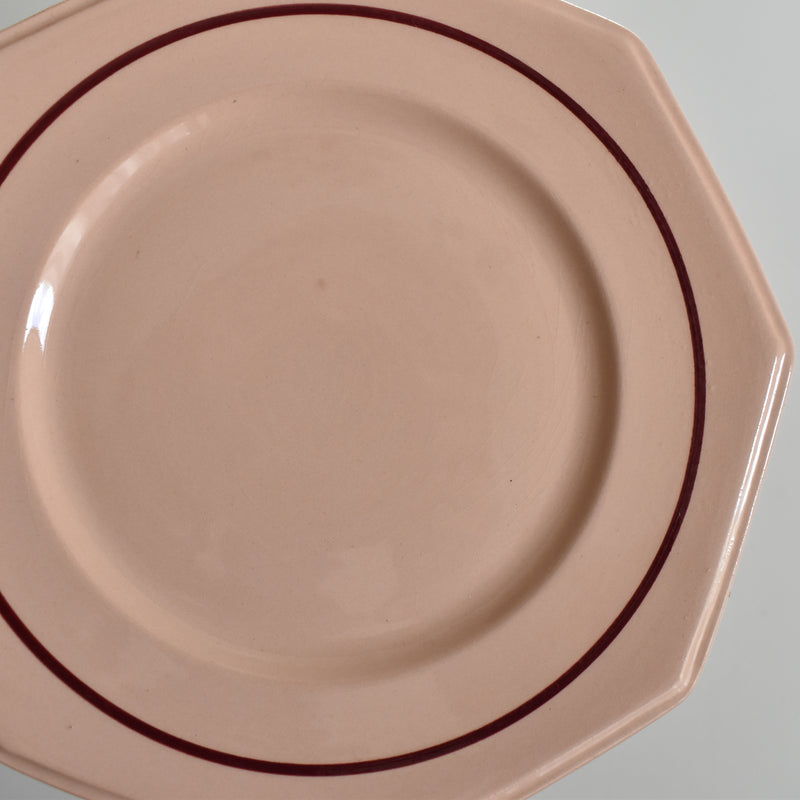 Vintage dessert plate, Luneville, Octogonale Rose (cercle) G