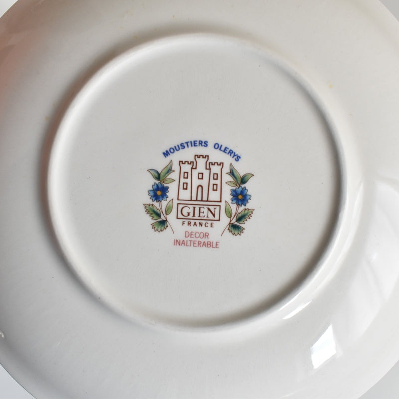 Vintage Chocolate Cup & Saucer, Gien, Moustier Olerys A