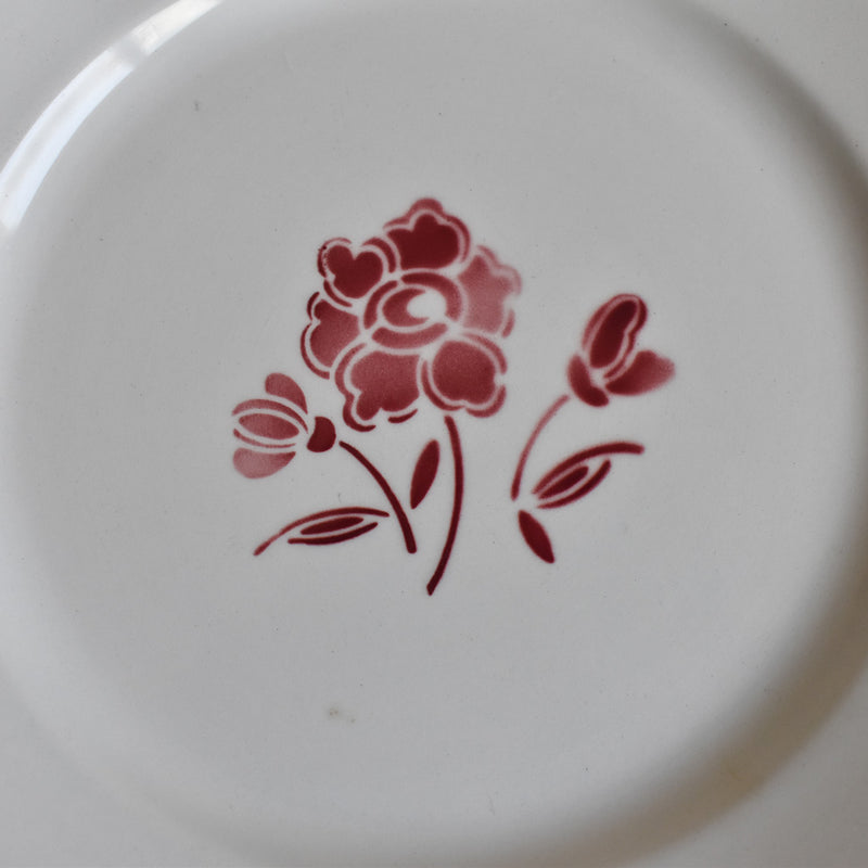 Vintage Dessert Plate - Floral Red