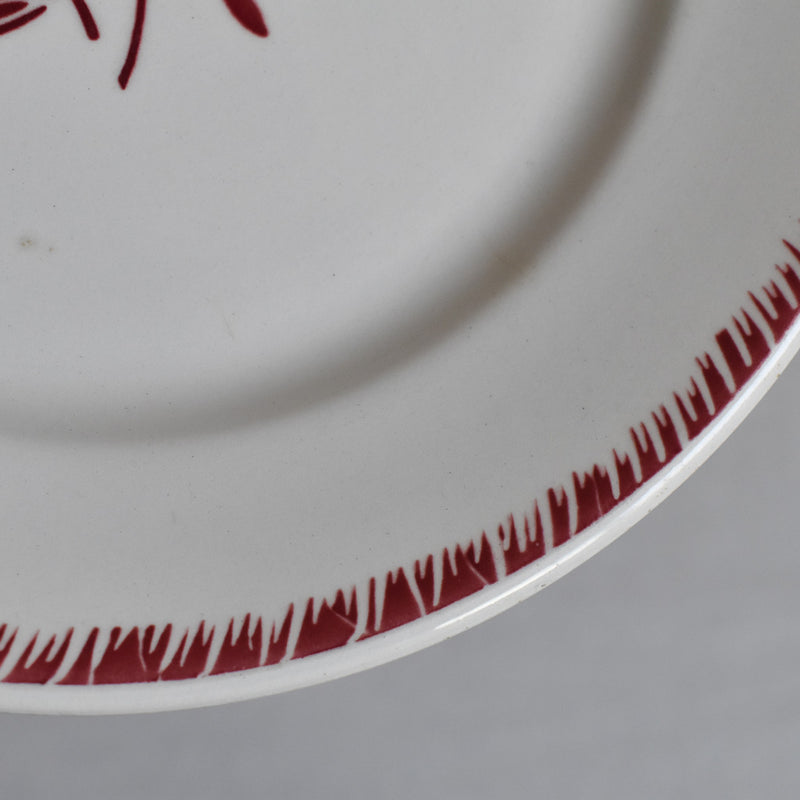 Vintage Dessert Plate - Floral Red