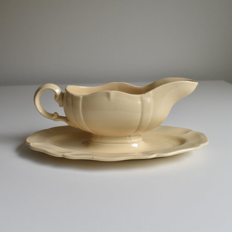 Vintage Sauce Boat Digoin & Sarreguemines Scalloped Rim