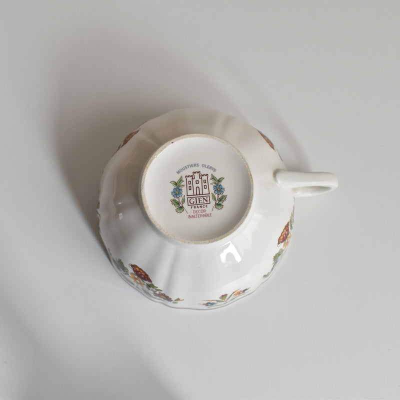 Vintage Chocolate Cup & Saucer, Gien, Moustier Olerys A