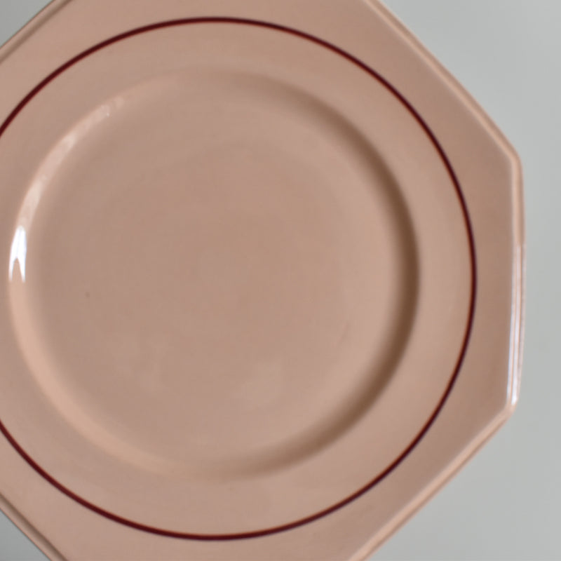 Vintage Dessert Plate, Longwy Octogonale Rose (cercle) H