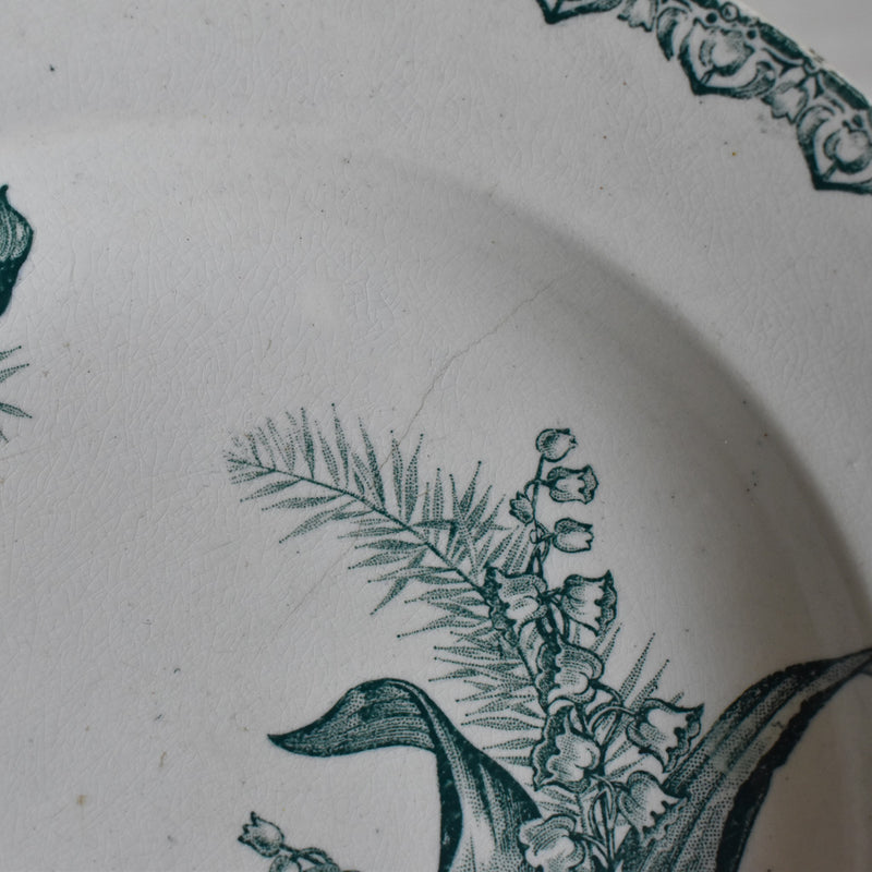 Antique deep plate, Saint-Amand, Muguet (lily of the valley)