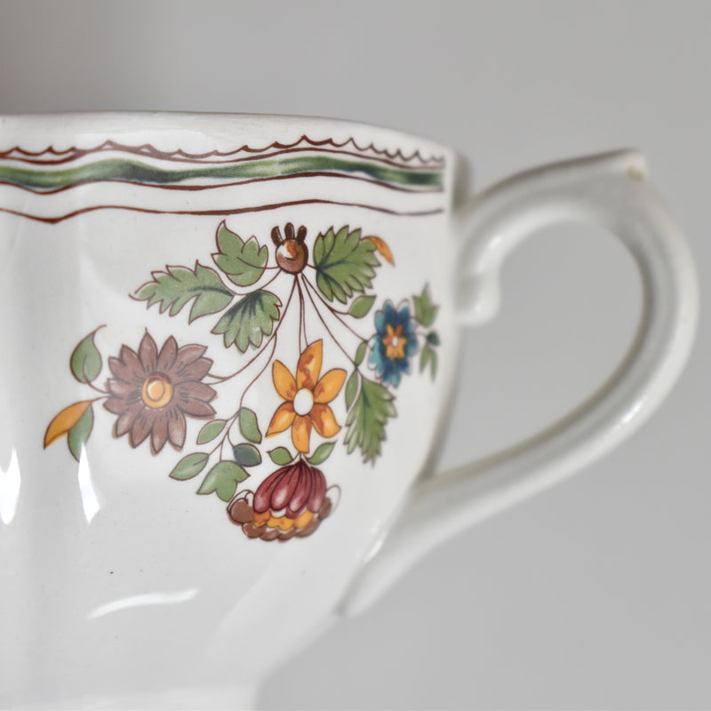 Vintage Chocolate Cup & Saucer, Gien, Moustier Olerys A
