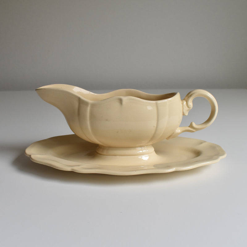 Vintage Sauce Boat Digoin & Sarreguemines Scalloped Rim