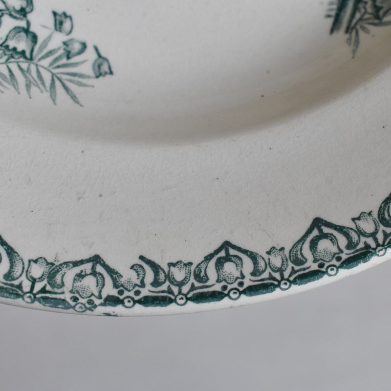 Antique deep plate, Saint-Amand, Muguet (lily of the valley)