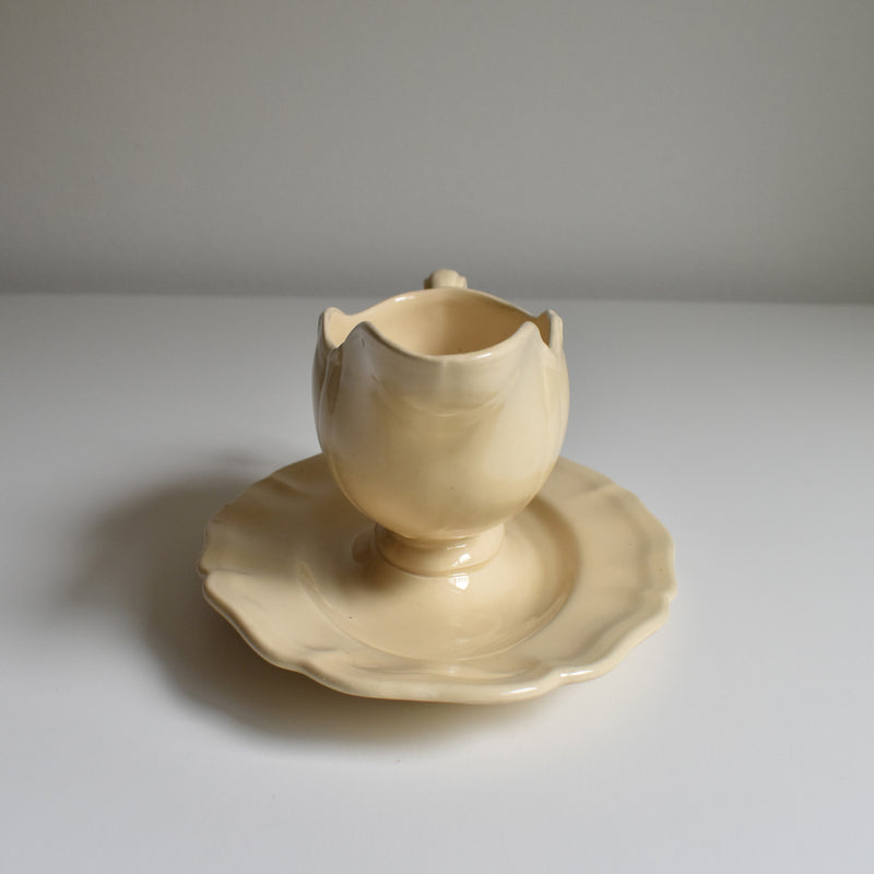 Vintage Sauce Boat Digoin & Sarreguemines Scalloped Rim