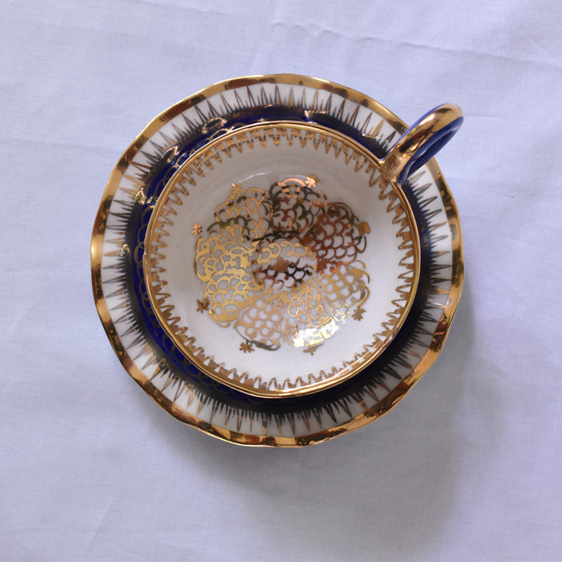 ア.ドラサンヴァル A.Dressinval コーヒーカップ＆ソーサー ブルー B