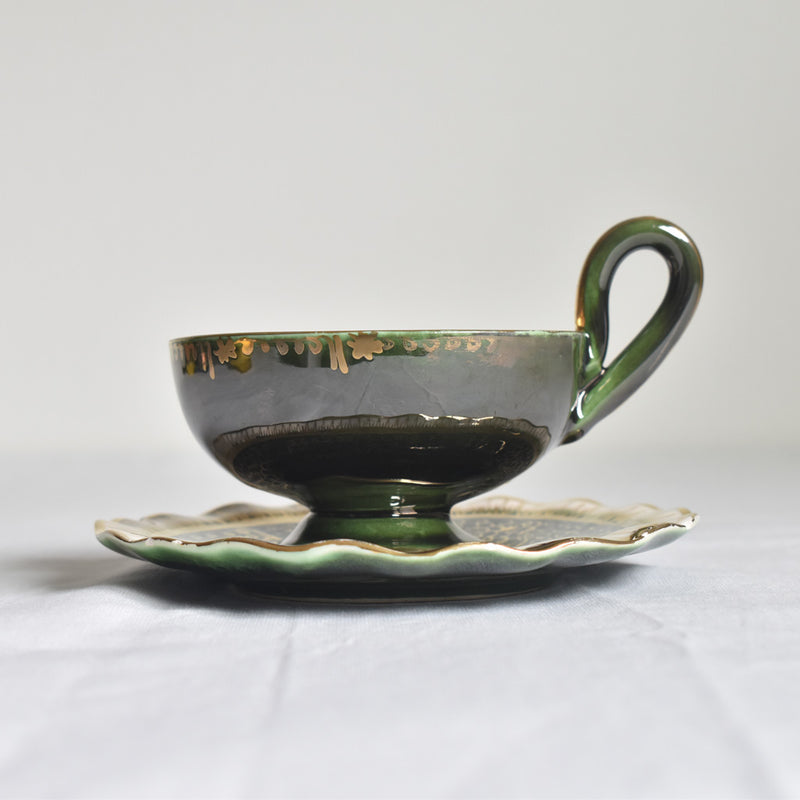 ア.ドラサンヴァル A.Dressinval コーヒーカップ＆ソーサー ダークグリーン A