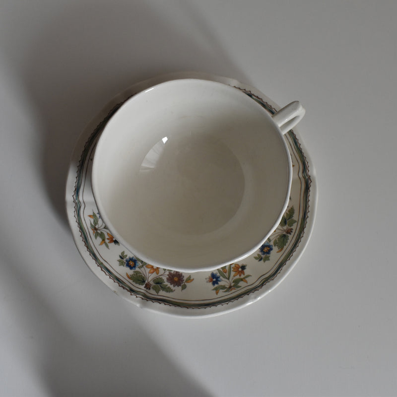 Vintage Chocolate Cup & Saucer, Gien Moustier Olerys B