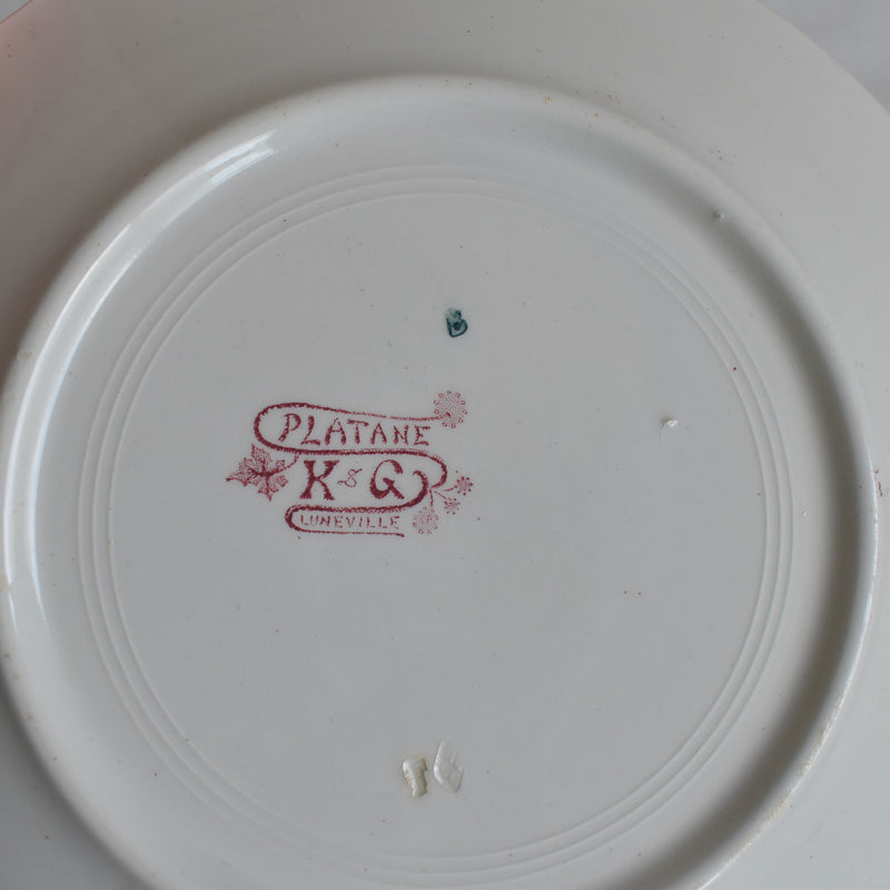 Antique Plate K&G Luneville Platane F