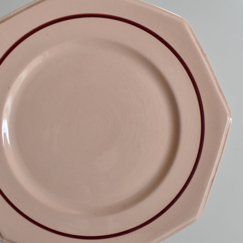 Vintage Dessert Plate, Longwy Octogonale Rose (cercle) I