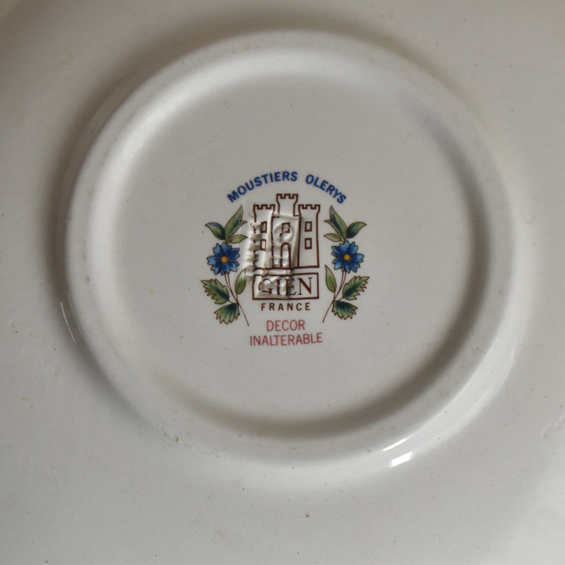 Vintage Chocolate Cup & Saucer, Gien Moustier Olerys B