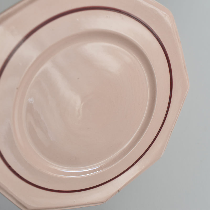 Vintage Dessert Plate, Longwy Octogonale Rose (cercle) I