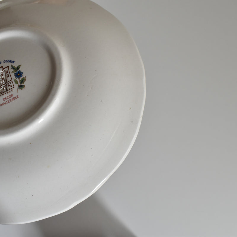 Vintage Chocolate Cup & Saucer, Gien Moustier Olerys B