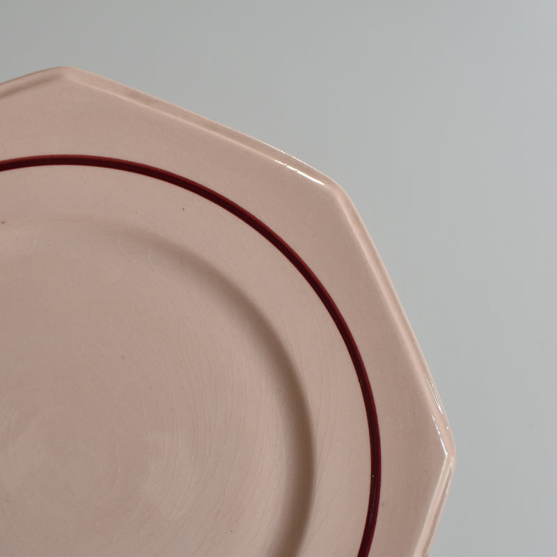 Vintage Dessert Plate, Longwy Octogonale Rose (cercle) I