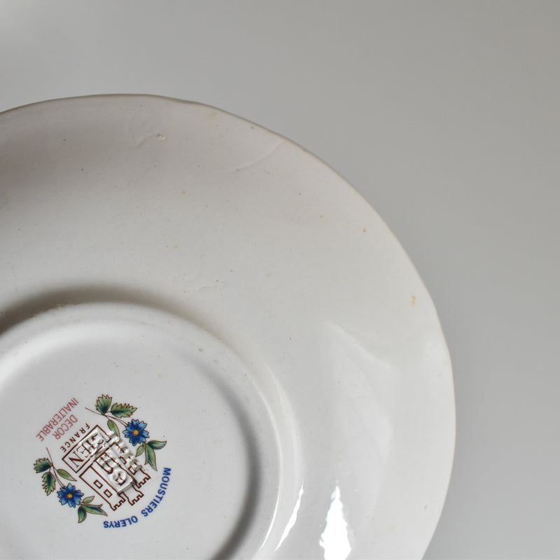 Vintage Chocolate Cup & Saucer, Gien Moustier Olerys B