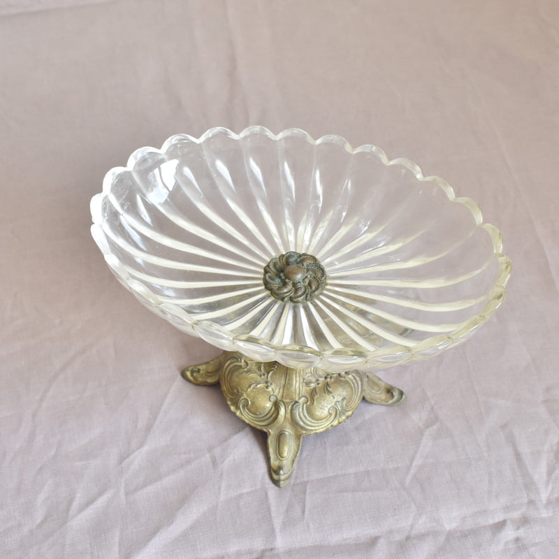 ガラス　ヴィンテージ　脚付きクープ