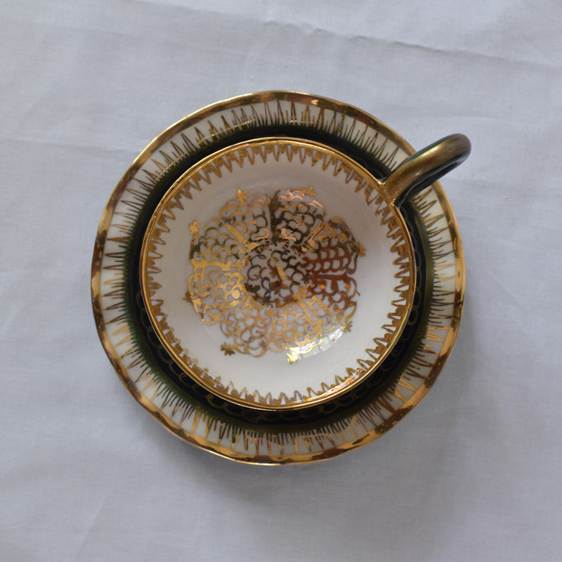 ア.ドラサンヴァル A.Dressinval コーヒーカップ＆ソーサー ダークグリーン