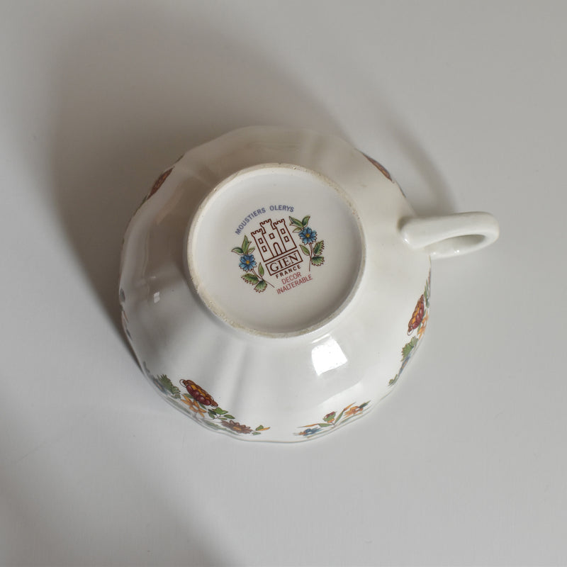 Vintage Chocolate Cup & Saucer, Gien Moustier Olerys B