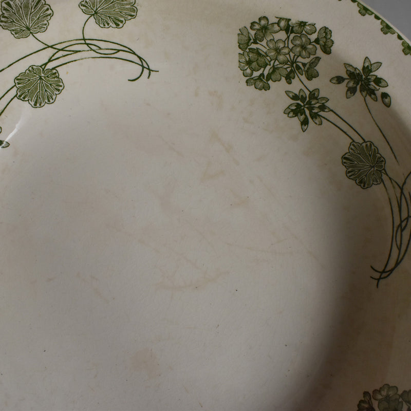 Antique Round Deep Plate, U&C Sarreguemines, Geranium