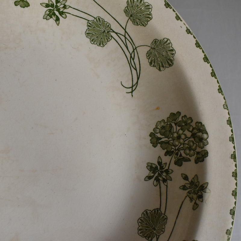 Antique Round Deep Plate, U&C Sarreguemines, Geranium