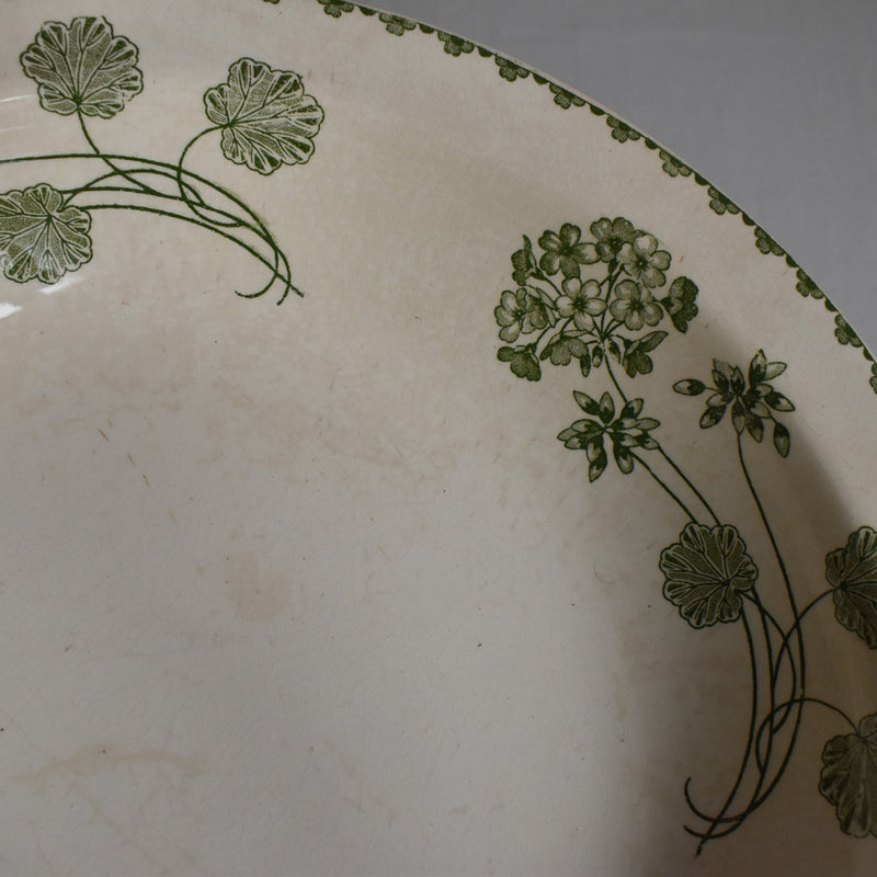 Antique Round Deep Plate, U&C Sarreguemines, Geranium