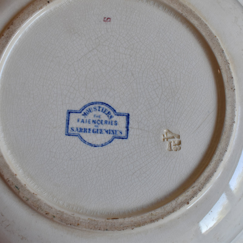 Antique deep dish large U&C Sarreguemines Moustiers