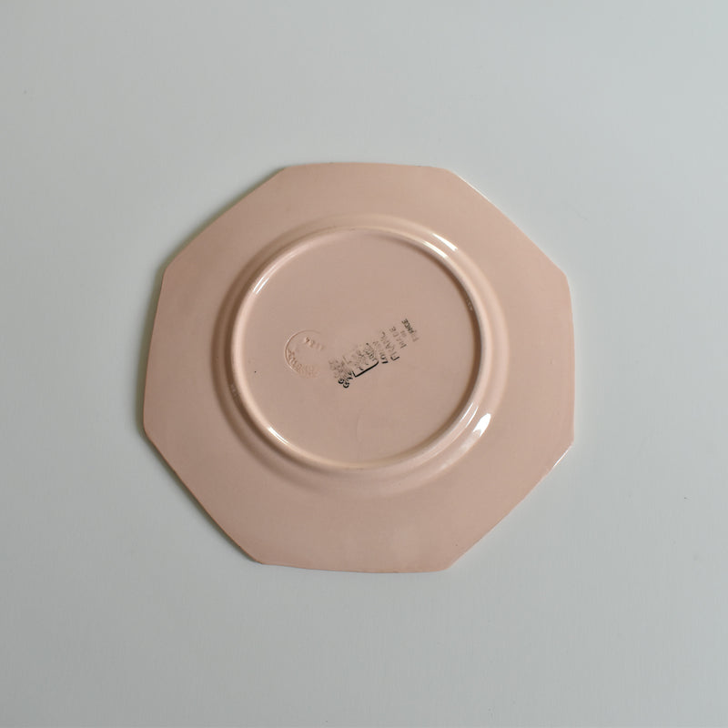 Vintage Dessert Plate, Longwy Octogonale Rose B