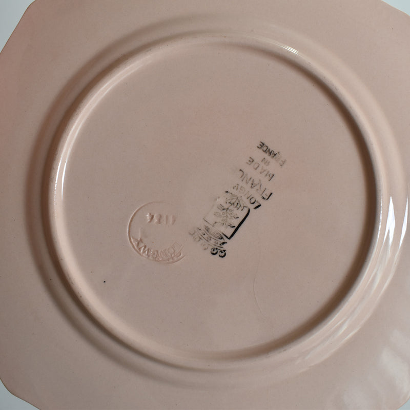 Vintage Dessert Plate, Longwy Octogonale Rose B
