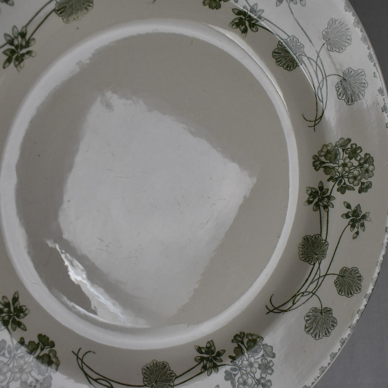 Antique Round Large Plate, U&C Sarreguemines, Geranium