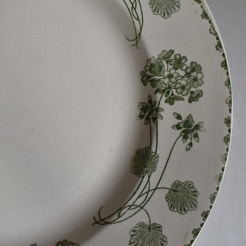 Antique Round Large Plate, U&C Sarreguemines, Geranium