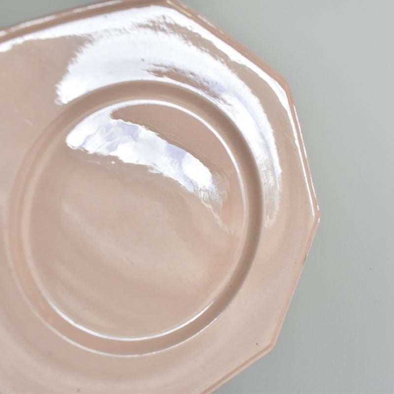 Vintage Dessert Plate, Longwy Octogonale Rose B