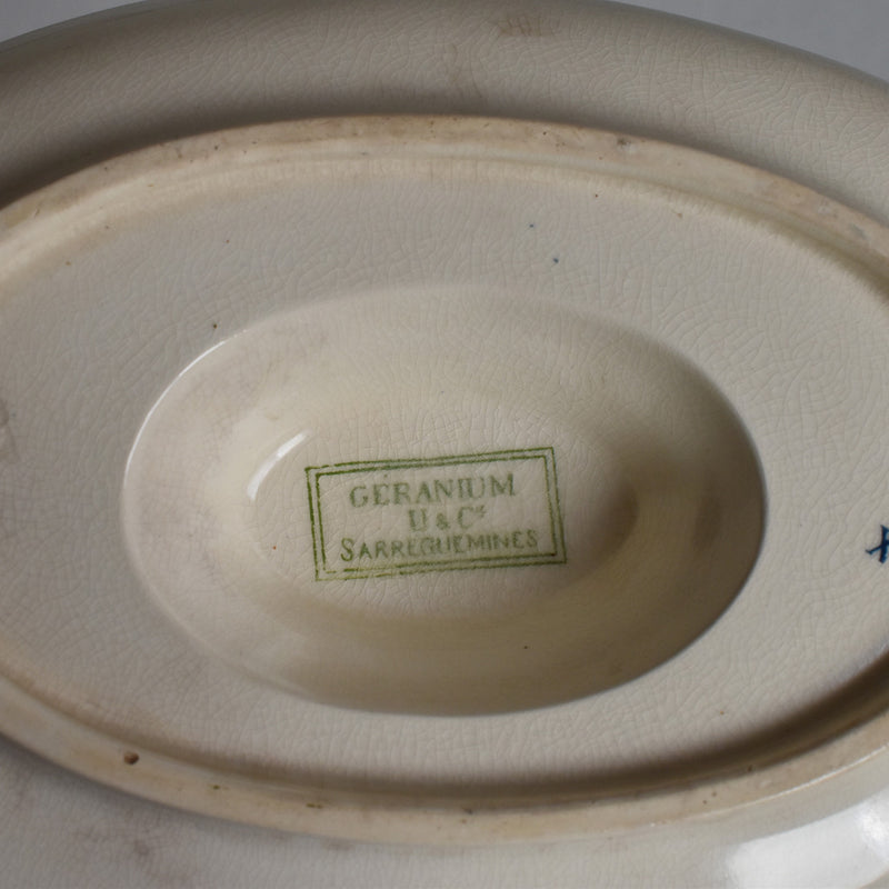 Antique Sauce Boat U&C Sarreguemines Geranium