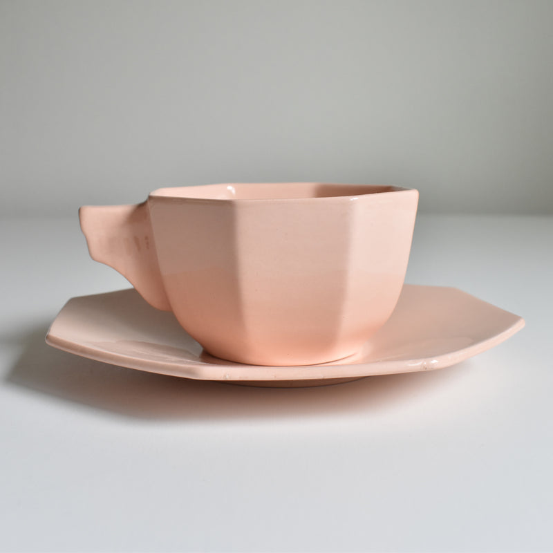 Vintage Chocolate Cup & Saucer "Ron Ui" Pink