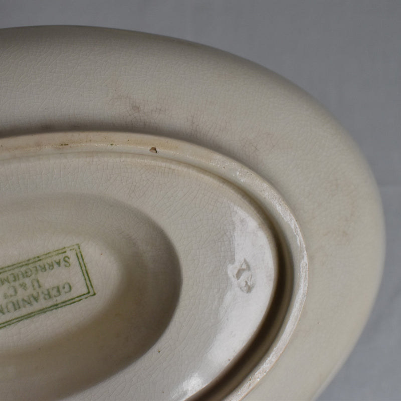 Antique Sauce Boat U&C Sarreguemines Geranium