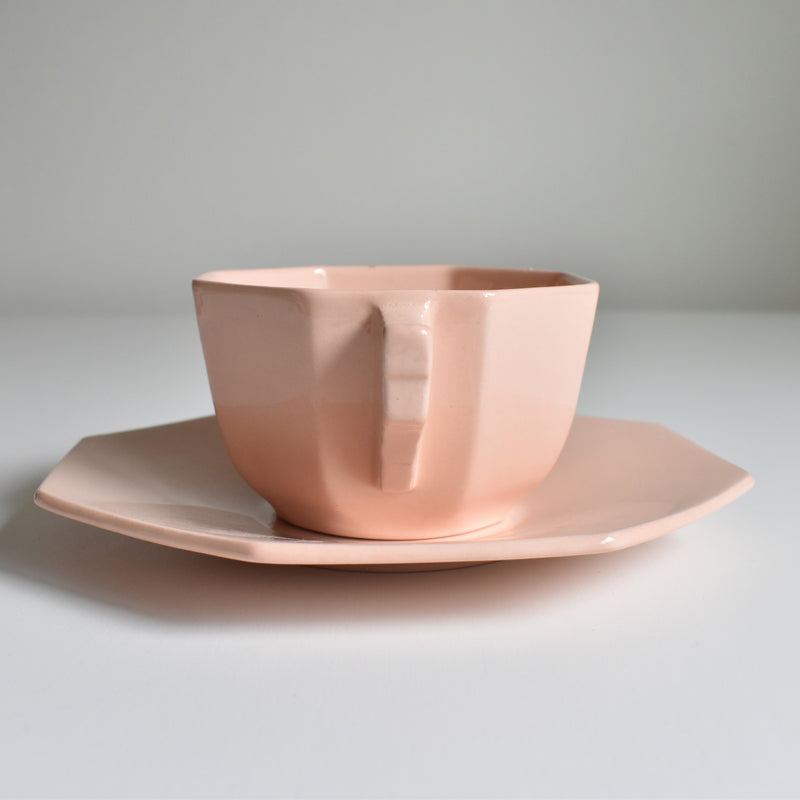Vintage Chocolate Cup & Saucer "Ron Ui" Pink
