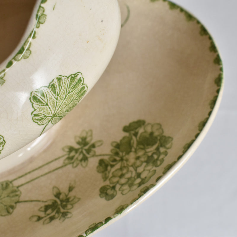 Antique Sauce Boat U&C Sarreguemines Geranium