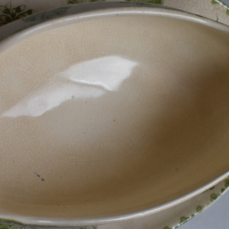 Antique Sauce Boat U&C Sarreguemines Geranium