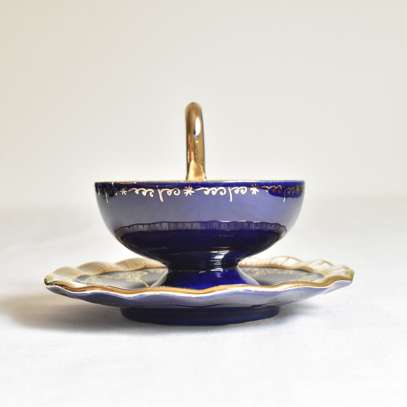 ア.ドラサンヴァル A.Dressinval コーヒーカップ＆ソーサー ダークブルー E