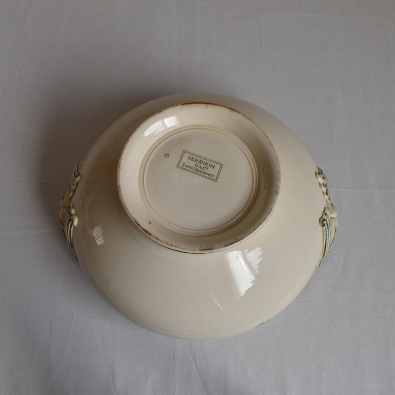 Antique soup tureen (without lid) U&C Sarreguemines Geranium