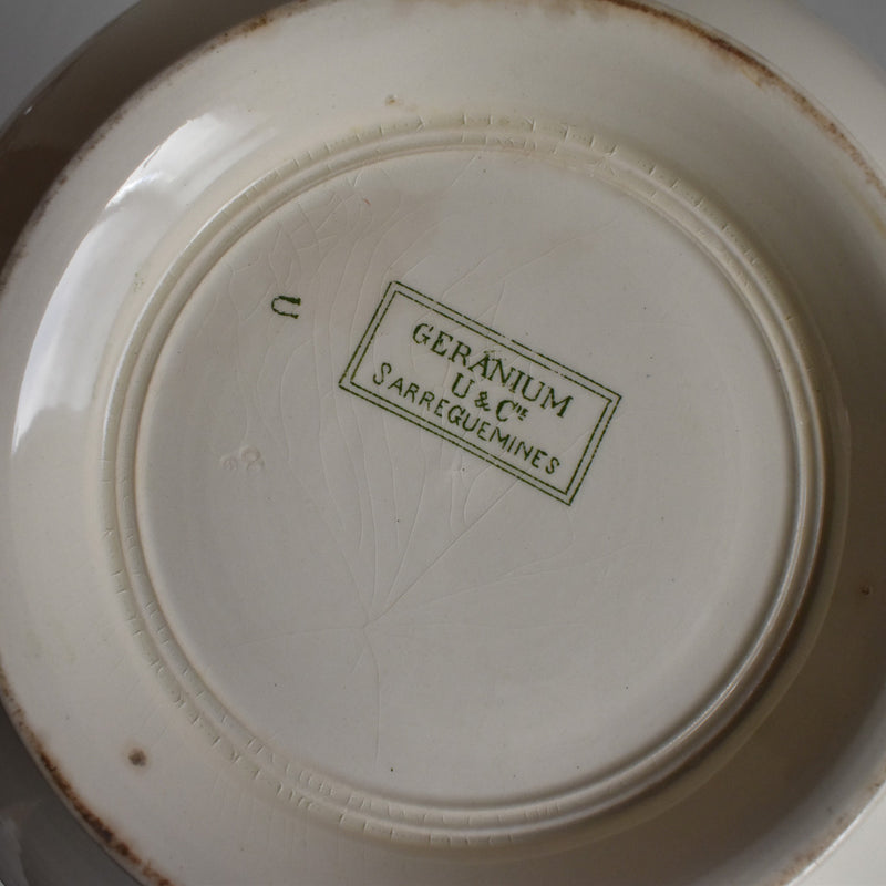 Antique soup tureen (without lid) U&C Sarreguemines Geranium